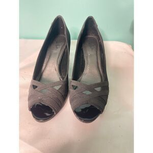 Elegant Black Peep-Toe Pumps with Strappy Design Dressy Evening‎ Heels S-12